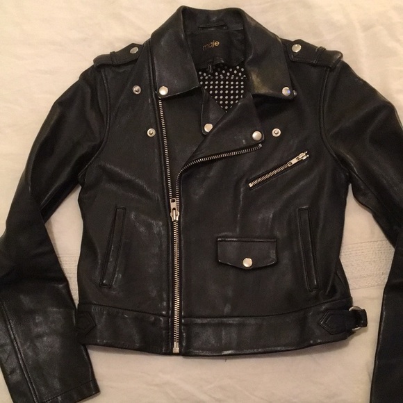NWOT Maje Leather Jacket (size 40) - Picture 4 of 5